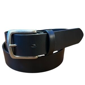 New Volpi Conceri Italian Black Leather Belt 1.5” Wide Silver Buckle Size 32